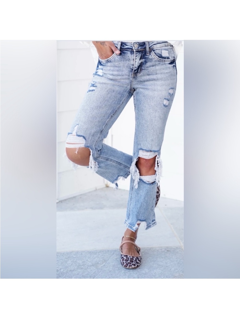Lovervet by Vervet Light Wash Distressed Women’s Jeans - Casual Ripped Denim